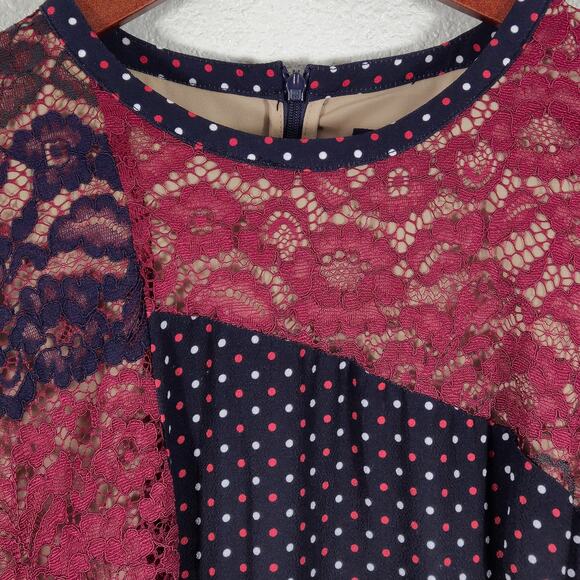 French Connection Women’s Dress Y2K Romantic Lace Polka Dot Pleated Skirt US 8 - Picture 4 of 11